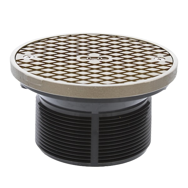 Jones Stephens 3-1/2in. PVC Cleanout Spud with 5in. Nickel Bronze Cover with Ring D59946 - main